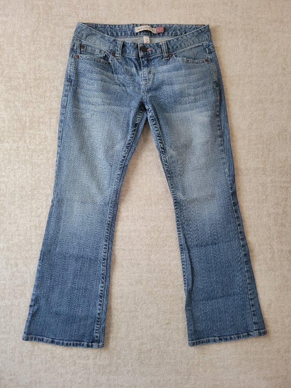 Vintage Aeropostale Hailey Skinny Flare Jeans 7/8 Short Blue Mid Rise Retro Y2k